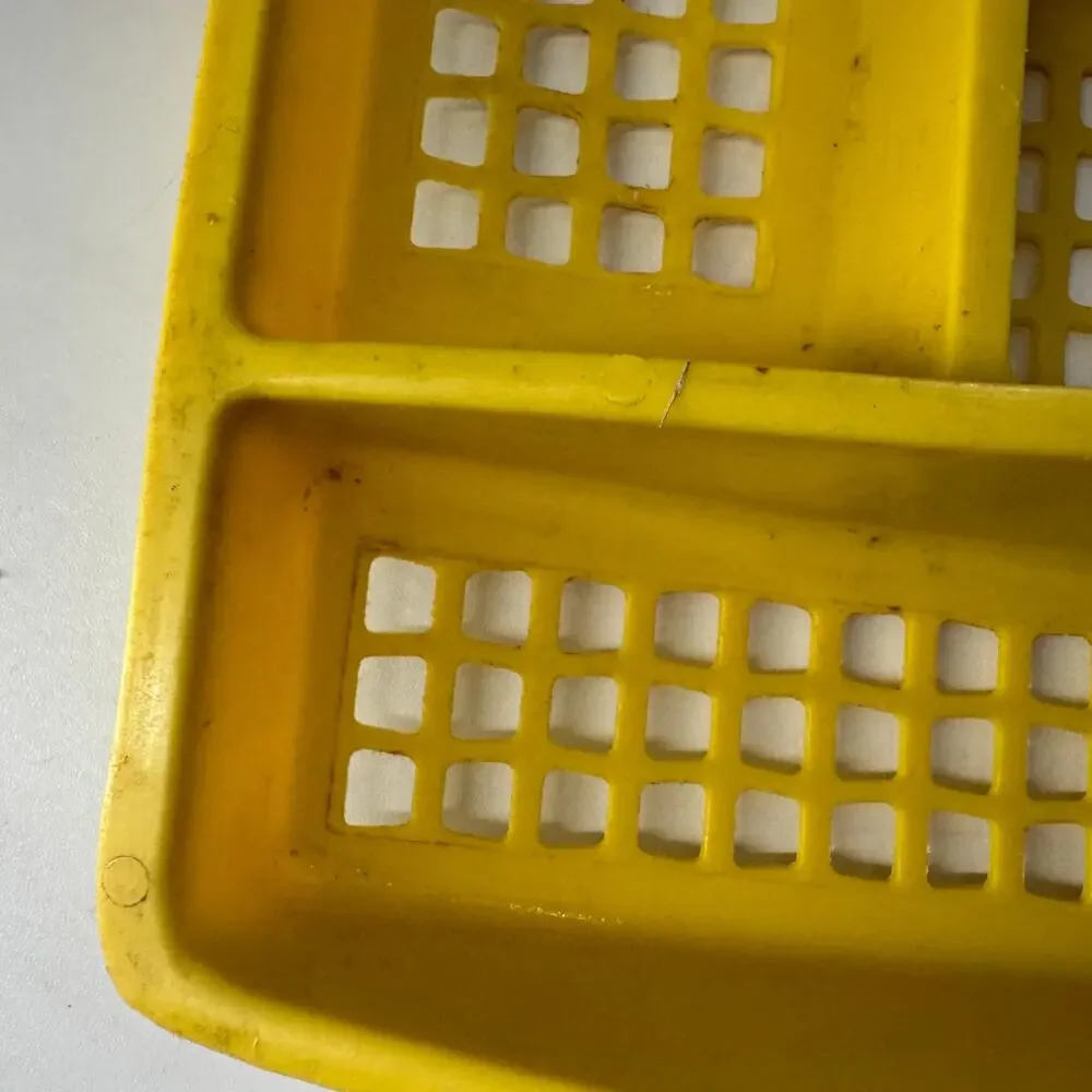 Vintage Deka Plastics No. 195 & 197 2 Piece Stacking Cutlery Utensil Tray Yellow